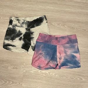 Two pairs ruched bottom shorts